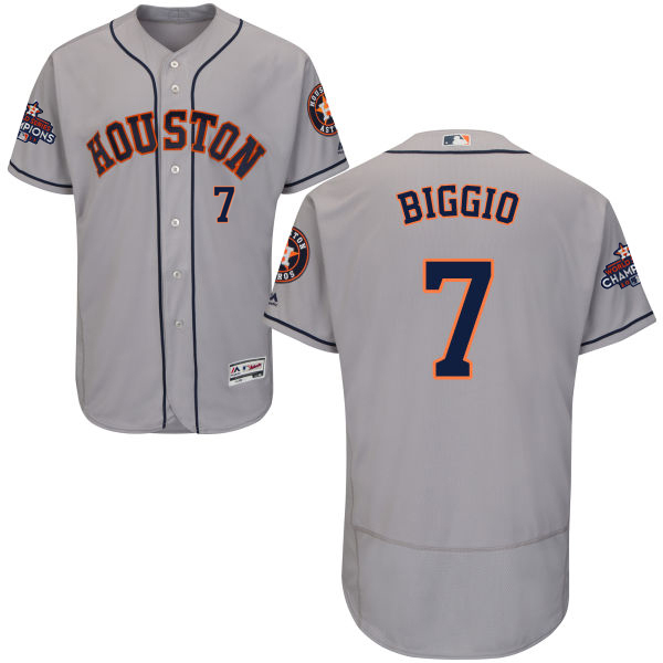 Astros #7 Craig Biggio Grey Flexbase Authentic Collection World Series Champions Stitched MLB Jersey